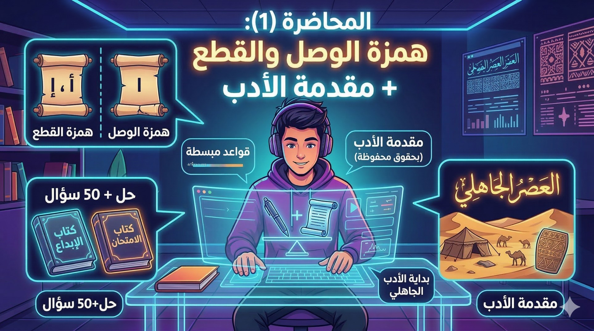 المحاضرة (1): همزة الوصل والقطع + مقدمة الأدب